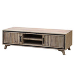 TV Entertainment Unit with 2 Storage Drawers Solid Acacia Wooden in Sliver Bruch Colour - Furniture > Living Room