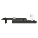 TV Entertainment Unit with 3 Storage Drawers Extendable With Glossy MDF in Black Color - Furniture > Living Room