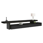 TV Entertainment Unit with 3 Storage Drawers Extendable With Glossy MDF in Black Color - Furniture > Living Room