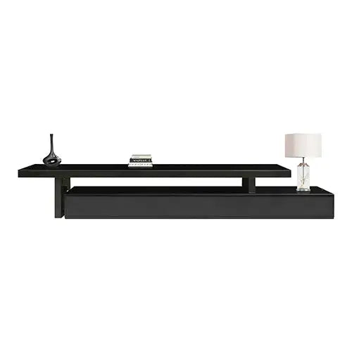TV Entertainment Unit with 3 Storage Drawers Extendable With Glossy MDF in Black Color - Furniture > Living Room