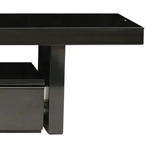 TV Entertainment Unit with 3 Storage Drawers Extendable With Glossy MDF in Black Color - Furniture > Living Room