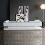 TV Entertainment Unit with 3 Storage Drawers With High Glossy Assembled in White colour - Furniture > Living Room