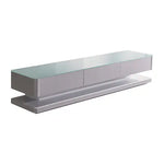 TV Entertainment Unit with 3 Storage Drawers With High Glossy Assembled in White colour - Furniture > Living Room