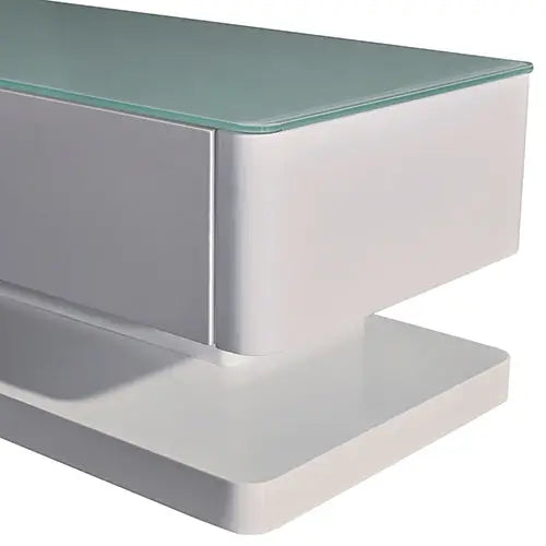 TV Entertainment Unit with 3 Storage Drawers With High Glossy Assembled in White colour - Furniture > Living Room
