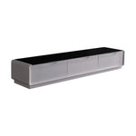 TV Entertainment Unit with 3 Storage Drawers With High Glossy Assembledin Black & White colour - Furniture > Living Room
