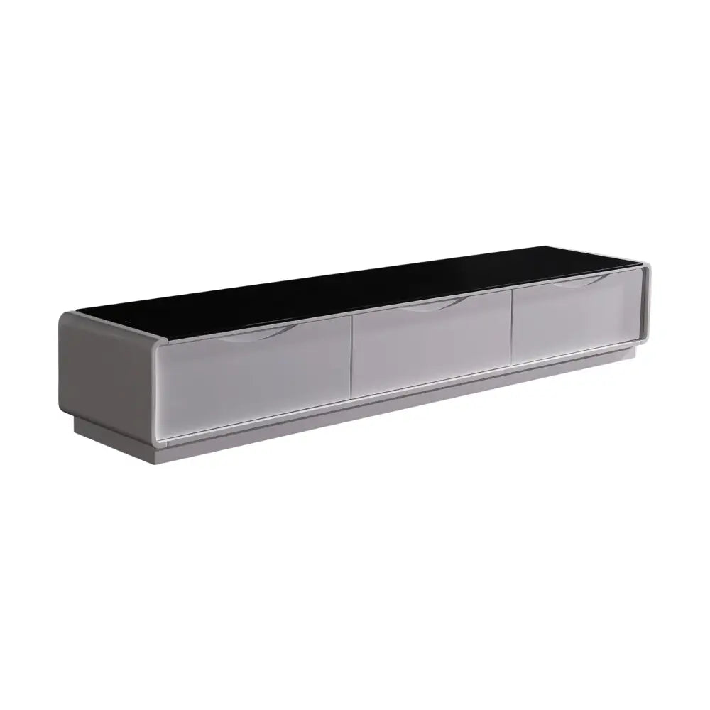 TV Entertainment Unit with 3 Storage Drawers With High Glossy Assembledin Black & White colour - Furniture > Living Room