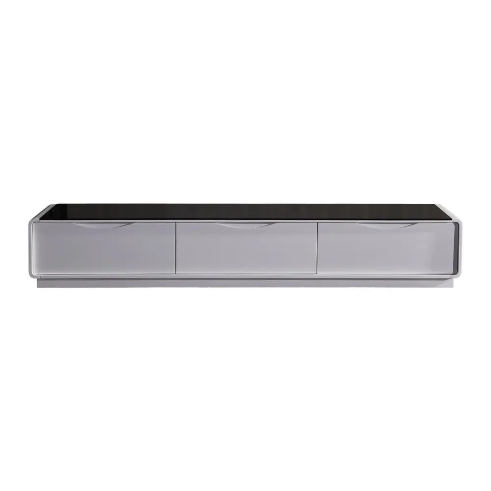 TV Entertainment Unit with 3 Storage Drawers With High Glossy Assembledin Black & White colour - Furniture > Living Room