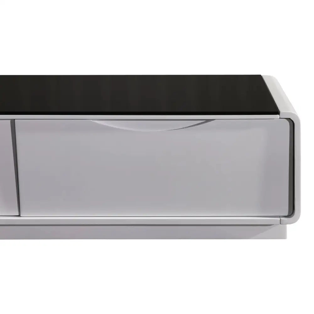 TV Entertainment Unit with 3 Storage Drawers With High Glossy Assembledin Black & White colour - Furniture > Living Room