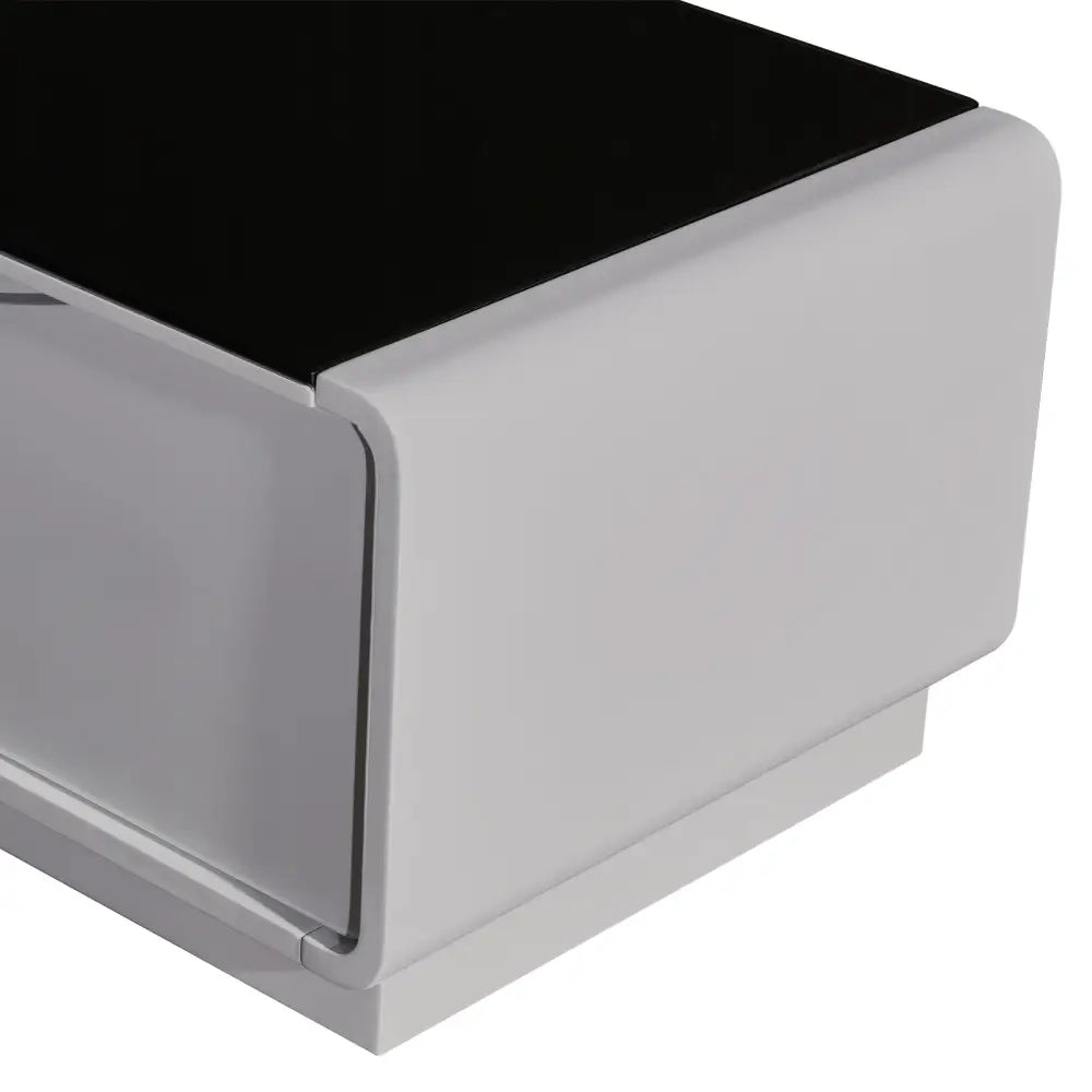 TV Entertainment Unit with 3 Storage Drawers With High Glossy Assembledin Black & White colour - Furniture > Living Room