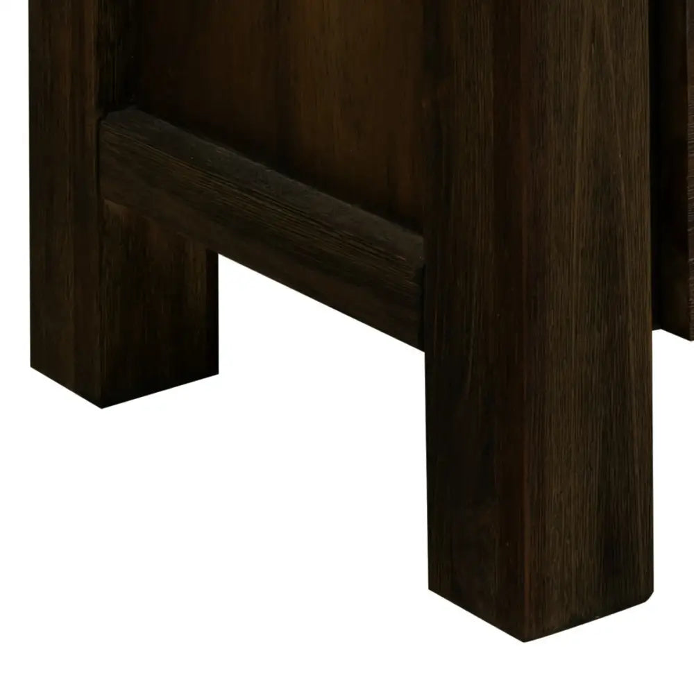 TV Entertainment Unit with 3 Storage Drawers with Shelf Solid Acacia Wooden Frame in Chocolate Colour - Furniture >