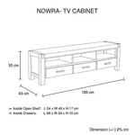 TV Entertainment Unit with 3 Storage Drawers with Shelf Solid Acacia Wooden Frame in Oak Colour - Furniture > Living