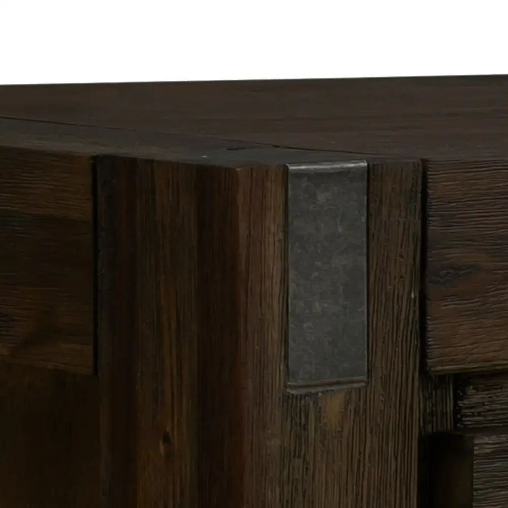 TV Entertainment Unit with 3 Storage Drawers with Shelf Solid Acacia Wooden Frame in Chocolate Colour - Furniture >