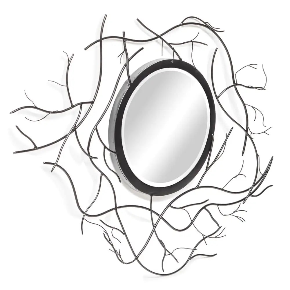 Twig Frame Black Decorative Wall Mirror Art - Furniture > Living Room
