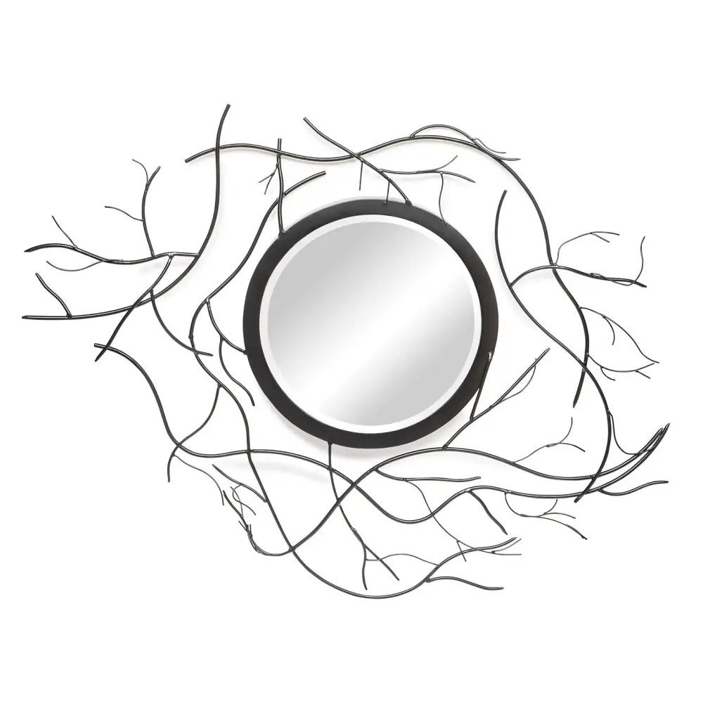 Twig Frame Black Decorative Wall Mirror Art - Furniture > Living Room
