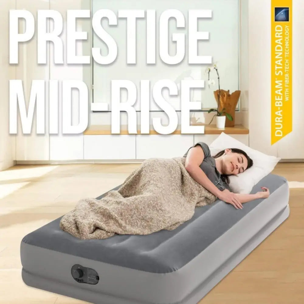 Twin Dura-Beam Prestige Air Bed Built-In USB Electric Pump for Easy Inflation and Deflation - Furniture > Mattresses