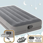 Twin Dura-Beam Prestige Air Bed Built-In USB Electric Pump for Easy Inflation and Deflation - Furniture > Mattresses