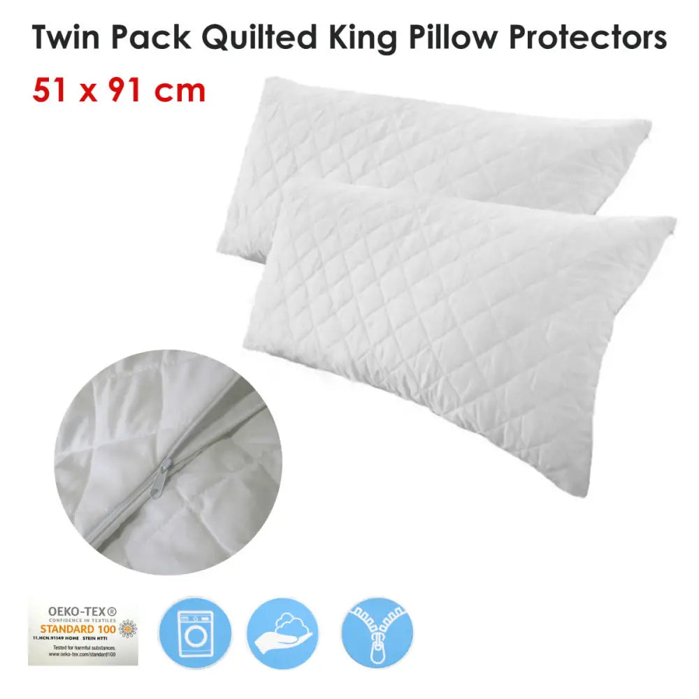 Twin Pack Quilted King Pillow Protectors - Home & Garden > Bedding