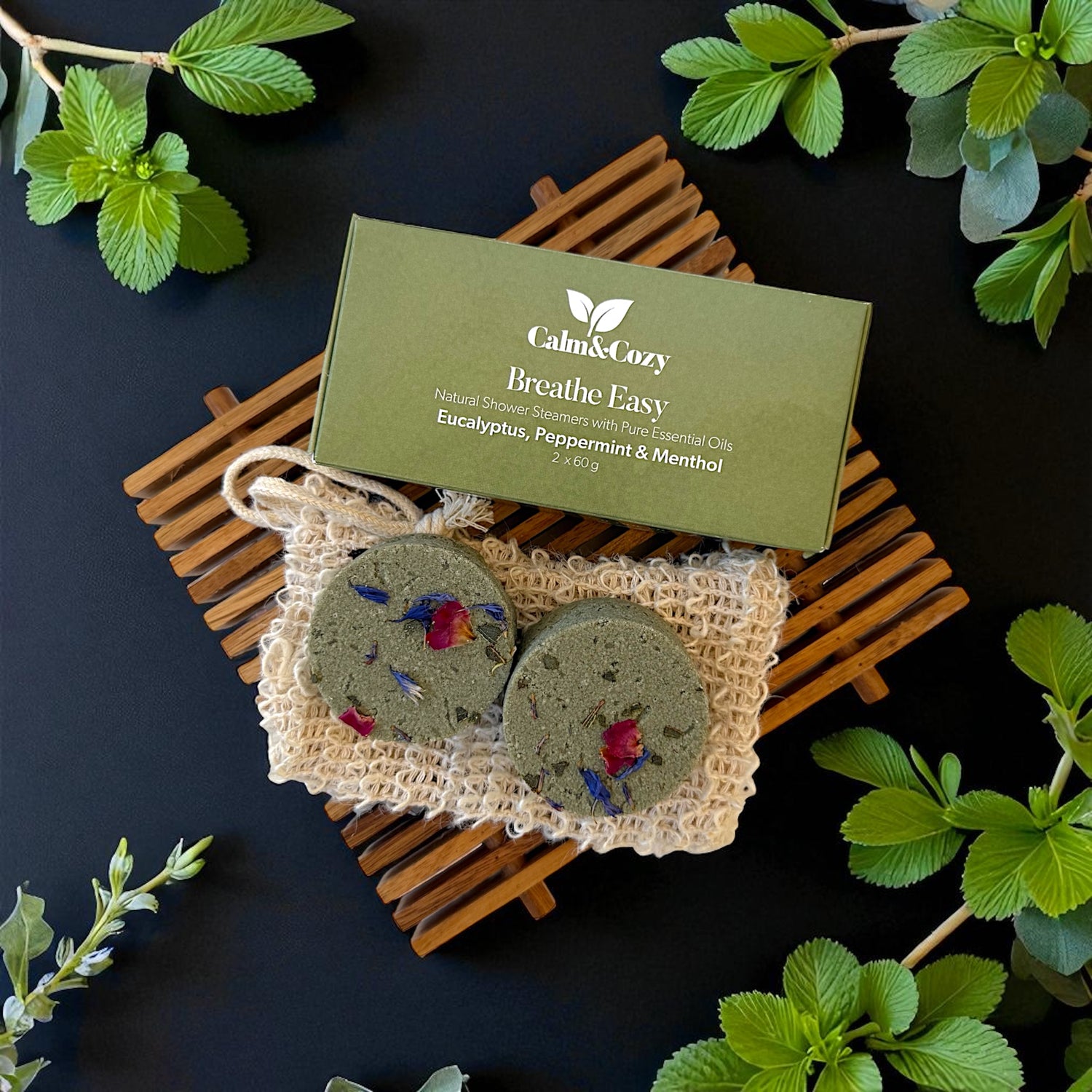 Eucalyptus, Peppermint & Menthol Shower Steamers Twin Pack – Natural Aromatherapy for Clear Breathing & Sinus Relief