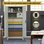 Two-Door Metal Cabinet Shelf Storage for Home Office Gym - Furniture > Office