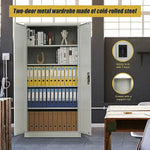 Two-Door Metal Cabinet Shelf Storage for Home Office Gym - Furniture > Office