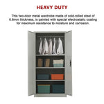 Two-Door Metal Cabinet Shelf Storage for Home Office Gym - Furniture > Office