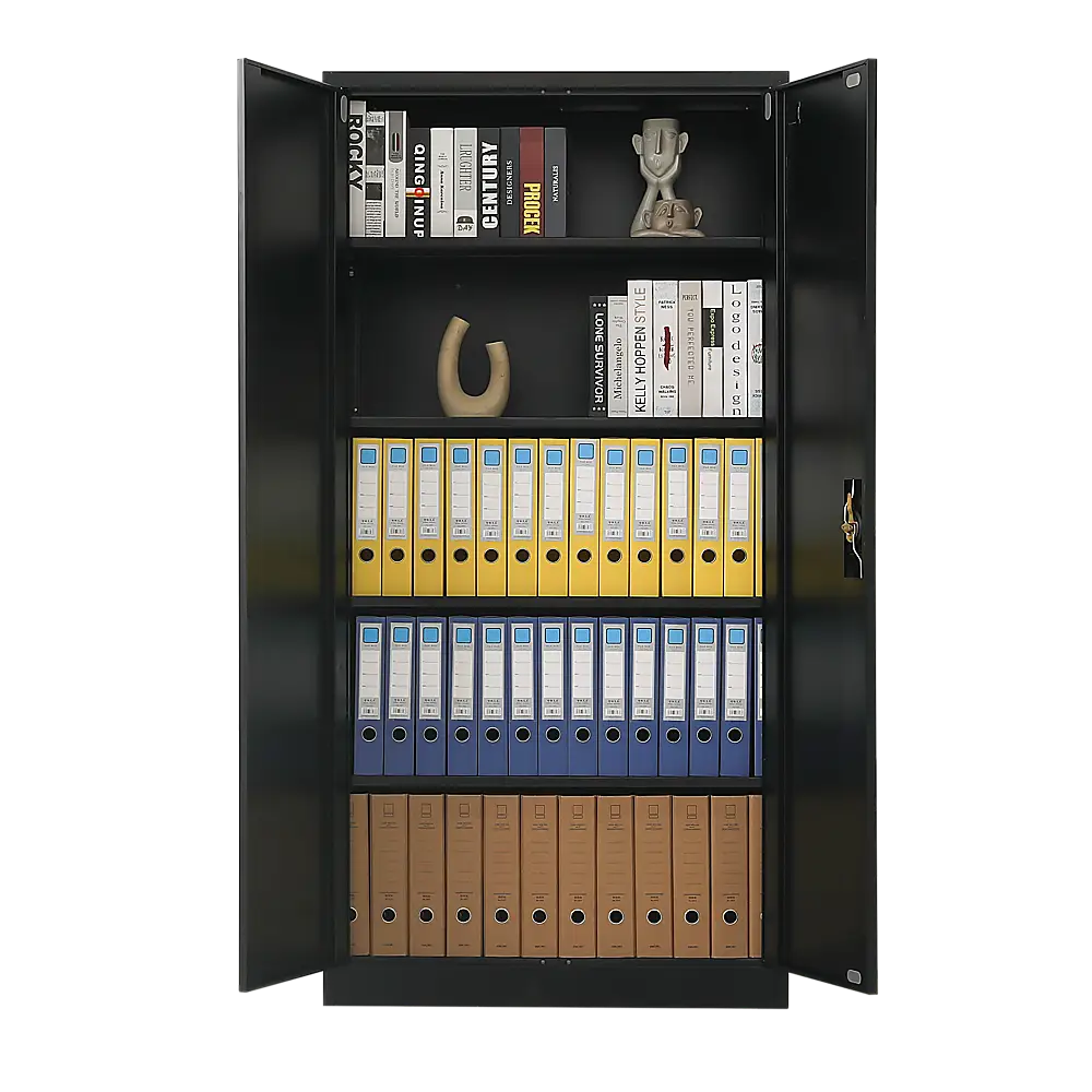 Two-Door Metal Cabinet Shelf Storage for Home Office Gym - Furniture > Office
