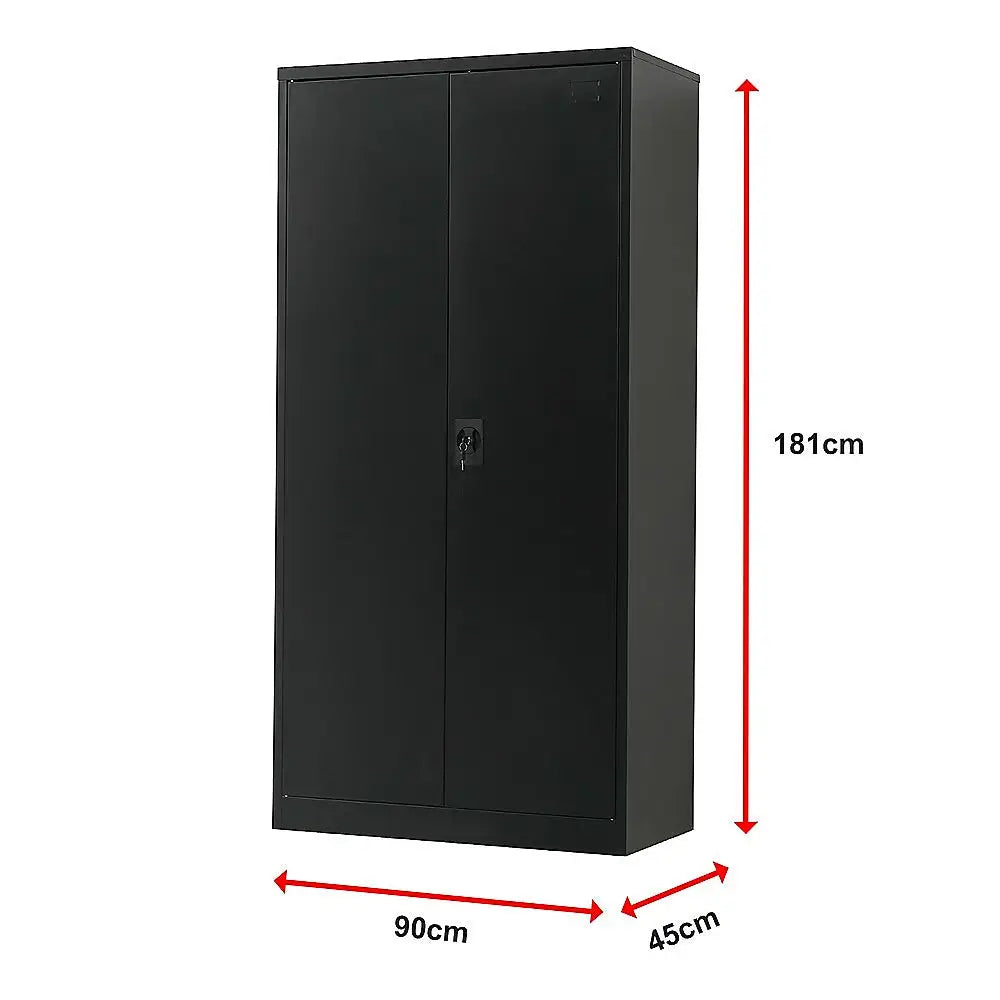 Two-Door Metal Cabinet Shelf Storage for Home Office Gym - Furniture > Office