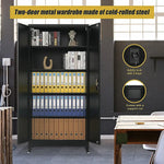 Two-Door Metal Cabinet Shelf Storage for Home Office Gym - Furniture > Office
