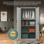 Two-Door Metal Cabinet Shelf Storage for Home Office Gym - Furniture > Office