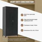 Two-Door Metal Cabinet Shelf Storage for Home Office Gym - Furniture > Office