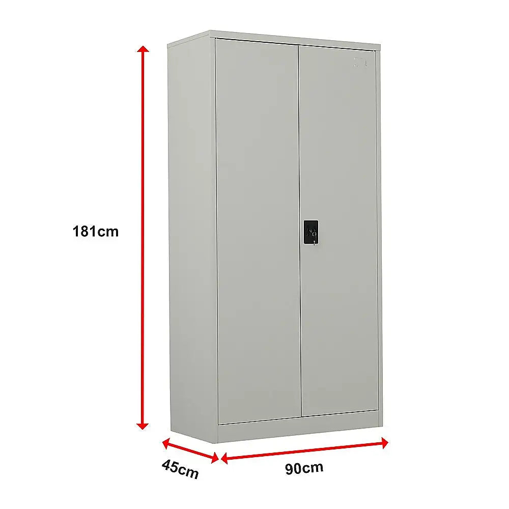 Two-Door Metal Cabinet Shelf Storage for Home Office Gym - Furniture > Office