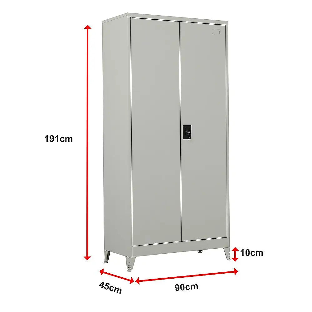 Two-Door Metal Cabinet Shelf Storage for Home Office Gym - Furniture > Office