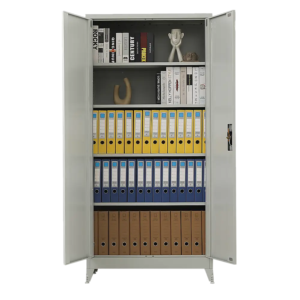 Two-Door Metal Cabinet Shelf Storage for Home Office Gym - Furniture > Office
