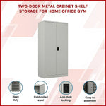 Two-Door Metal Cabinet Shelf Storage for Home Office Gym - Furniture > Office