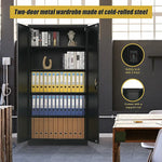 Two-Door Metal Cabinet Shelf Storage for Home Office Gym - Furniture > Office