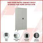 Two-Door Metal Cabinet Shelf Storage for Home Office Gym - Furniture > Office