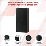 Two-Door Metal Cabinet Shelf Storage for Home Office Gym - Furniture > Office