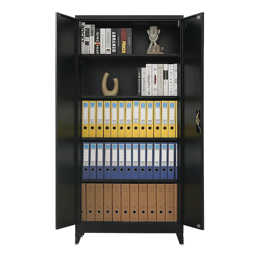 Two-Door Metal Cabinet Shelf Storage for Home Office Gym - Furniture > Office