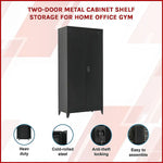 Two-Door Metal Cabinet Shelf Storage for Home Office Gym - Furniture > Office