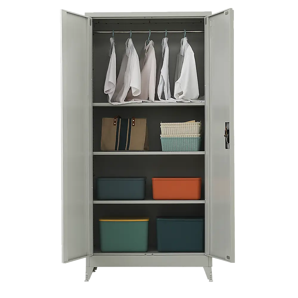 Two-Door Metal Cabinet Shelf Storage for Home Office Gym - Furniture > Office