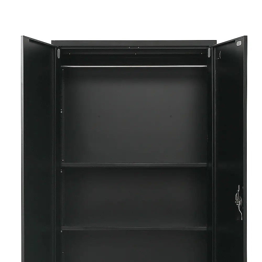 Two-Door Metal Cabinet Shelf Storage for Home Office Gym - Furniture > Office