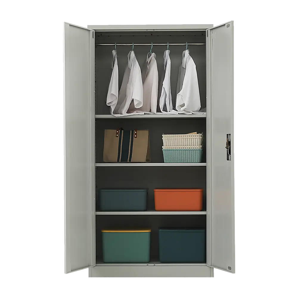 Two-Door Metal Cabinet Shelf Storage for Home Office Gym - Furniture > Office