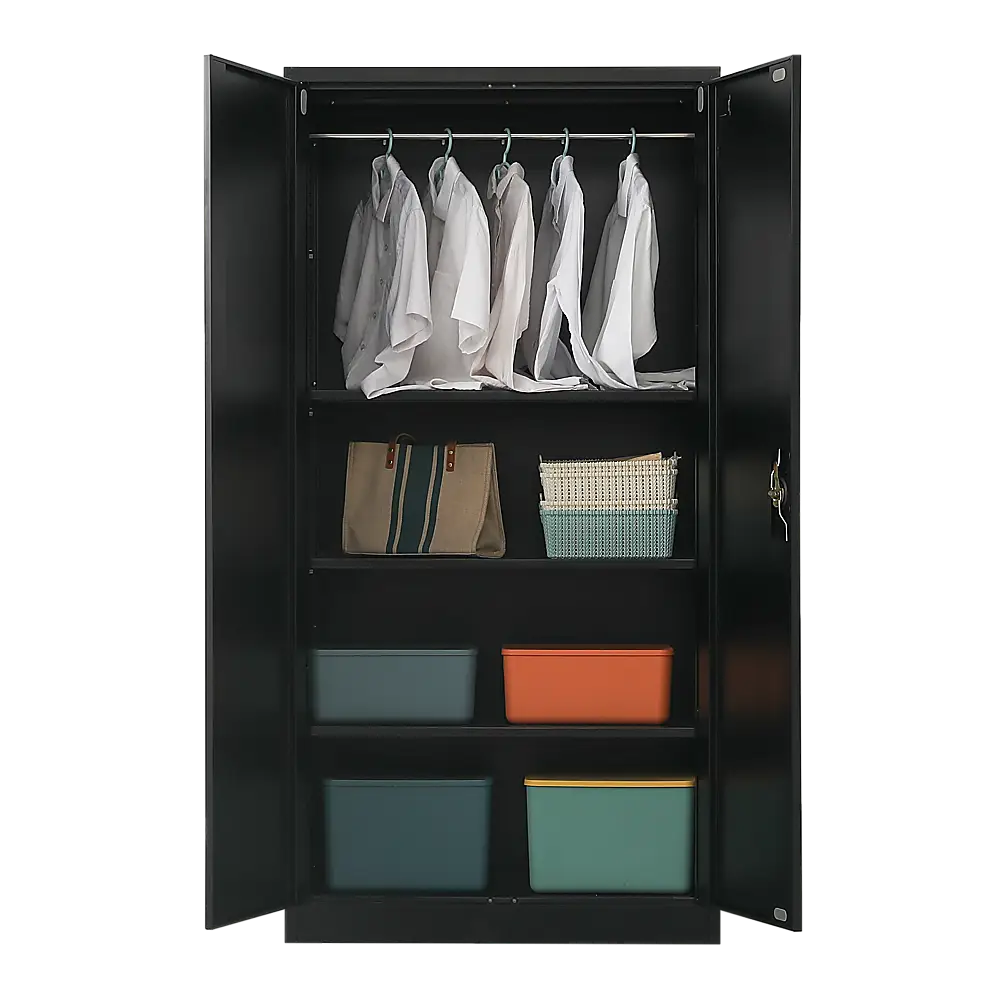Two-Door Metal Cabinet Shelf Storage for Home Office Gym - Furniture > Office