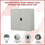Two-Door Metal Short Cabinet Shelf Storage for Home Office Gym - Furniture > Office