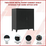 Two-Door Metal Short Cabinet Shelf Storage for Home Office Gym - Furniture > Office