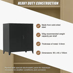Two-Door Metal Short Cabinet Shelf Storage for Home Office Gym - Furniture > Office