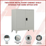Two-Door Metal Short Cabinet Shelf Storage for Home Office Gym - Furniture > Office