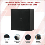 Two-Door Metal Short Cabinet Shelf Storage for Home Office Gym - Furniture > Office