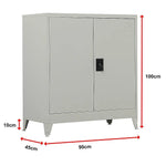 Two-Door Metal Short Cabinet Shelf Storage for Home Office Gym - Furniture > Office