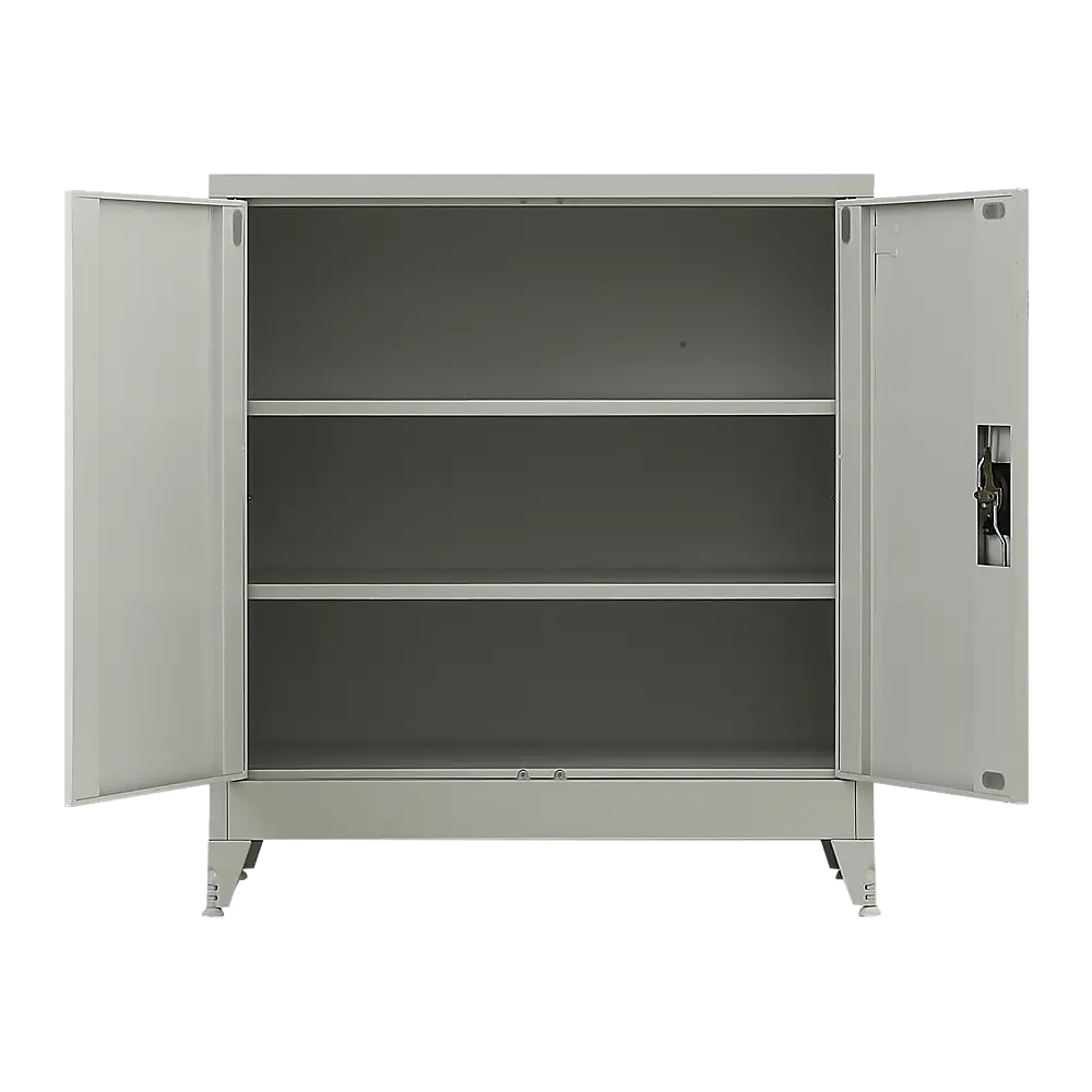 Two-Door Metal Short Cabinet Shelf Storage for Home Office Gym - Furniture > Office